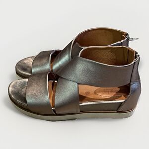 Bussola Potsdam Peggy Metallic Pewter Leather Sandal Shoes Womens EU 40 US 9-9.5